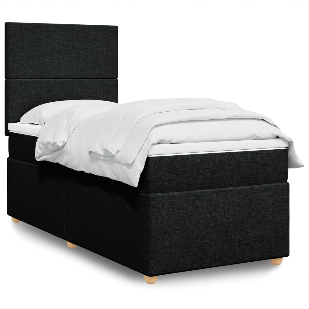 Box Spring Postel S Matrací Černá Textil Černá