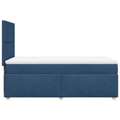 Box Spring Postel S Matrací Modrá 100 X 200 Cm Textil