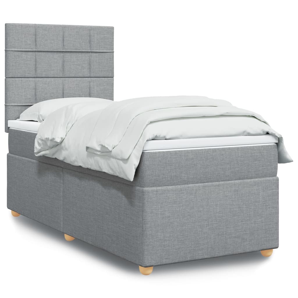 Box Spring Postel S Matrací Textil Světle Šedá