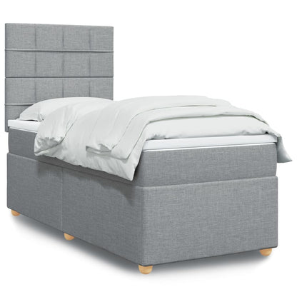 Box Spring Postel S Matrací Textil Světle Šedá