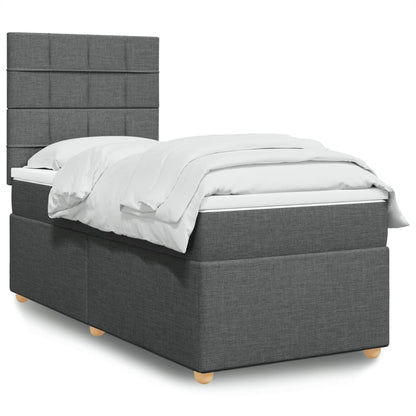 Box Spring Postel S Matrací Textil Tmavě Šedá