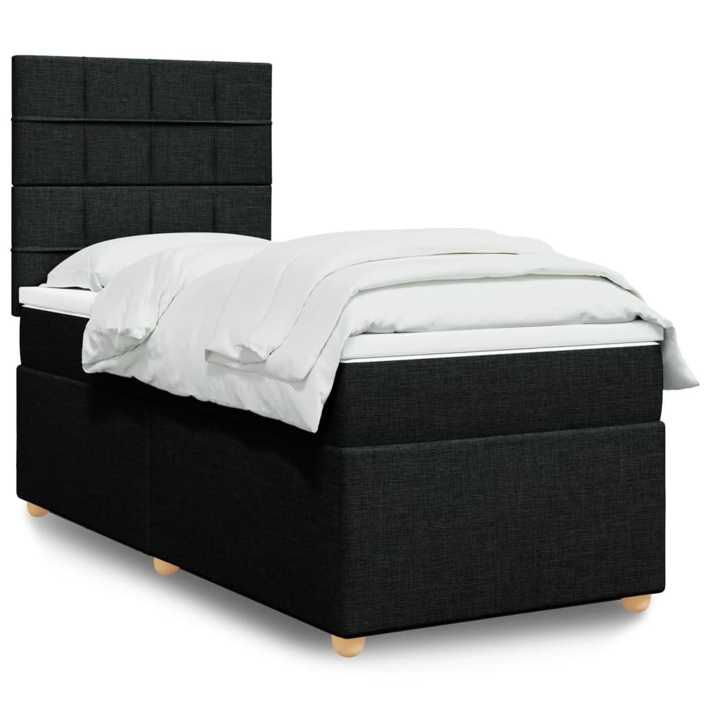 Box Spring Postel S Matrací Černá Textil Černá