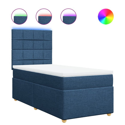 Box Spring Postel S Matrací Modrá 100 X 200 Cm Textil