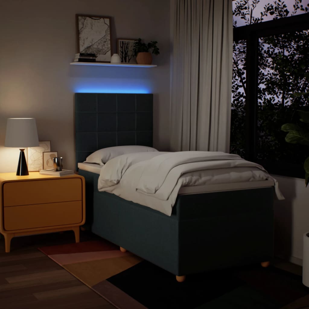 Box Spring Postel S Matrací Modrá 100 X 200 Cm Textil