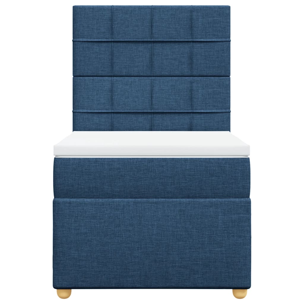 Box Spring Postel S Matrací Modrá 100 X 200 Cm Textil
