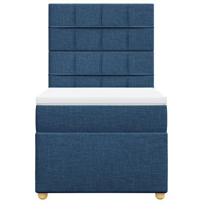 Box Spring Postel S Matrací Modrá 100 X 200 Cm Textil