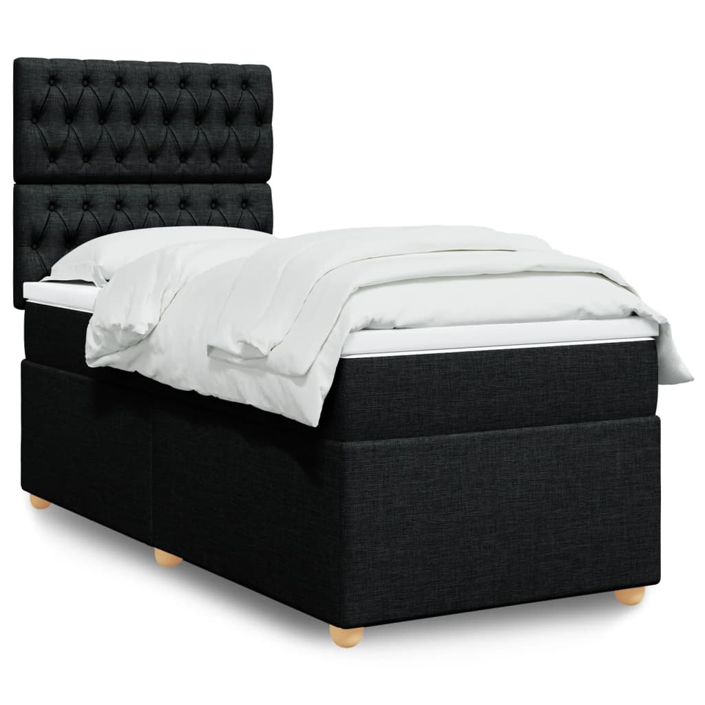 Box Spring Postel S Matrací Černá Textil Černá