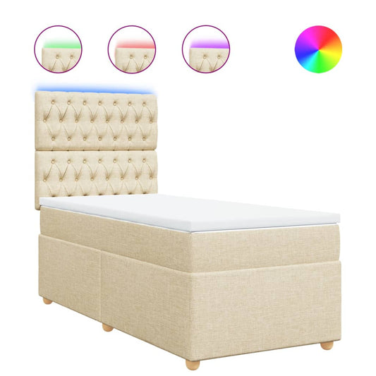Box Spring Postel S Matrací Textil Krémová