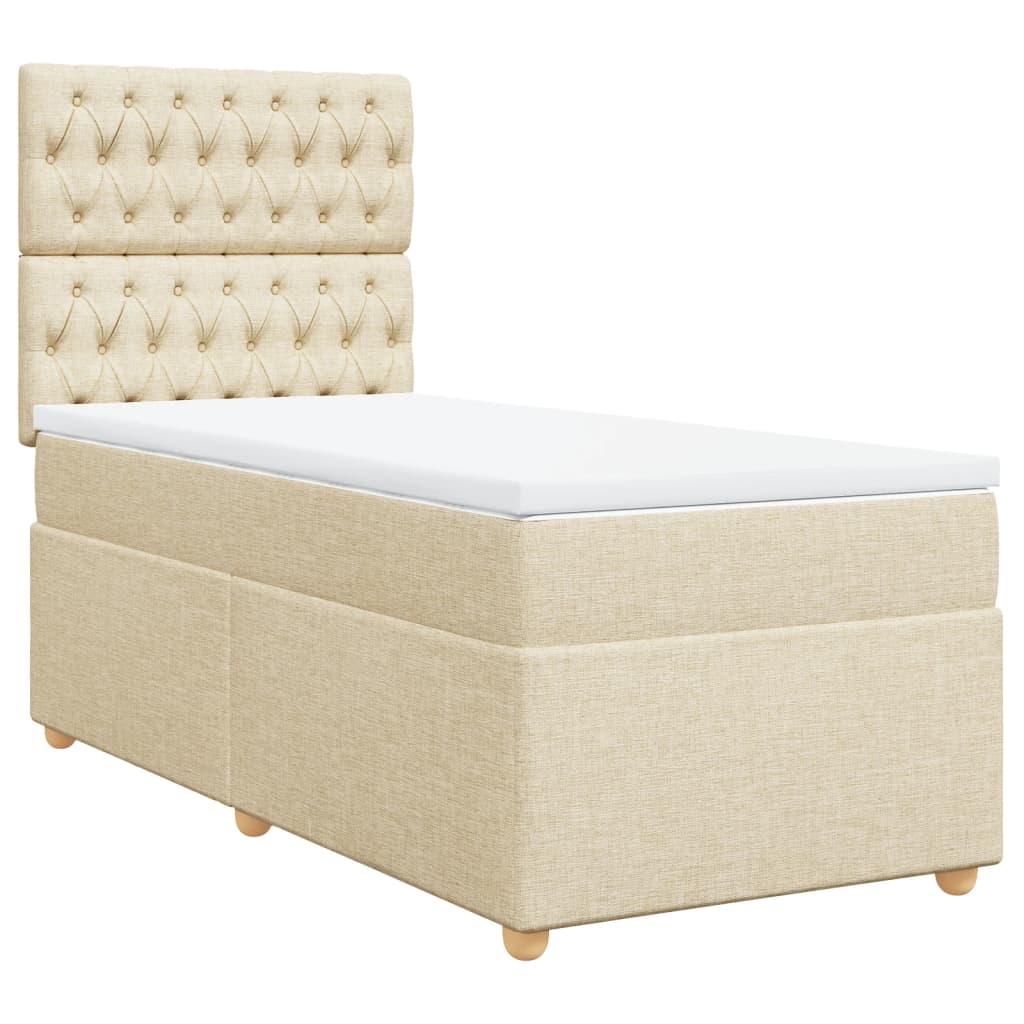 Box Spring Postel S Matrací Textil Krémová