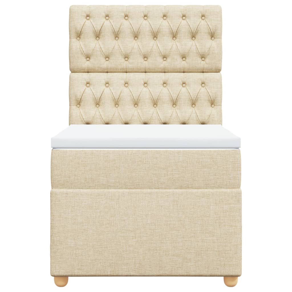 Box Spring Postel S Matrací Textil Krémová