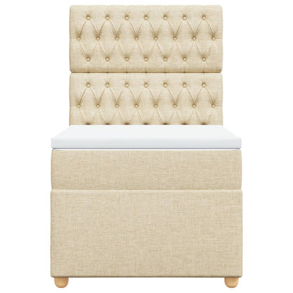 Box Spring Postel S Matrací Textil Krémová