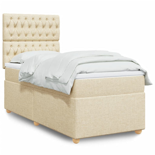 Box Spring Postel S Matrací Textil Krémová