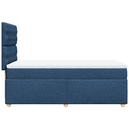 Box Spring Postel S Matrací Modrá 100 X 200 Cm Textil