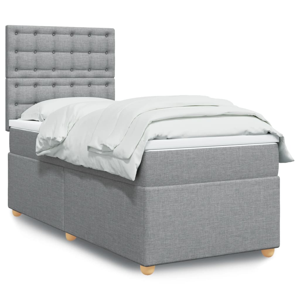 Box Spring Postel S Matrací Textil Světle Šedá