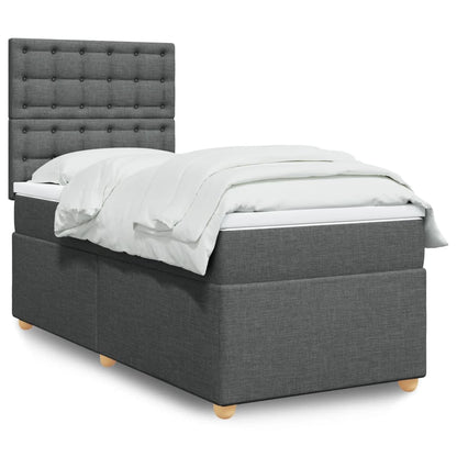 Box Spring Postel S Matrací Textil Tmavě Šedá
