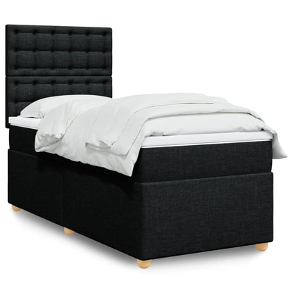 Box Spring Postel S Matrací Černá Textil Černá