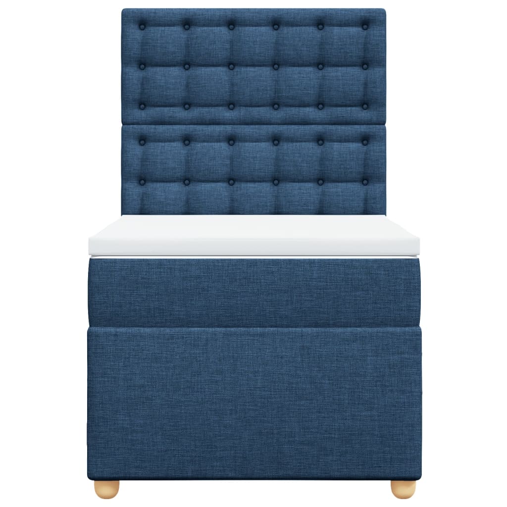 Box Spring Postel S Matrací Modrá 100 X 200 Cm Textil