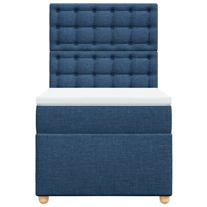 Box Spring Postel S Matrací Modrá 100 X 200 Cm Textil
