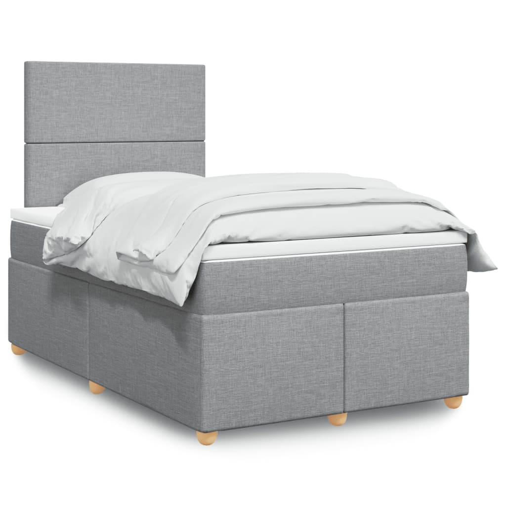 Box Spring Postel S Matrací Textil Světle Šedá
