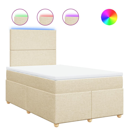 Box Spring Postel S Matrací Krémová 120X190 Cm Textil Tmavě Hnědá