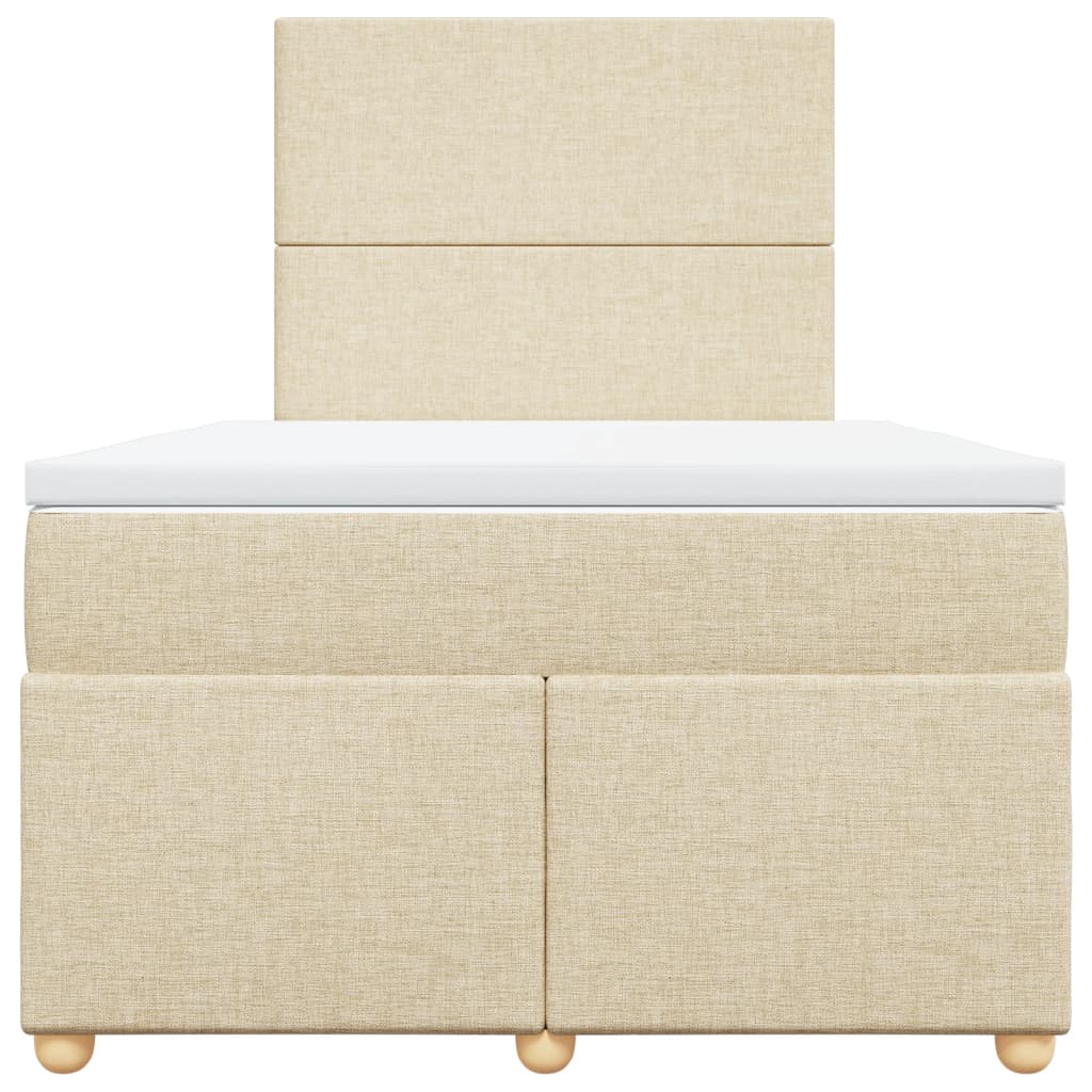 Box Spring Postel S Matrací Krémová 120X190 Cm Textil Tmavě Hnědá