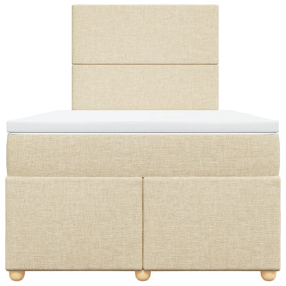 Box Spring Postel S Matrací Krémová 120X190 Cm Textil Tmavě Hnědá