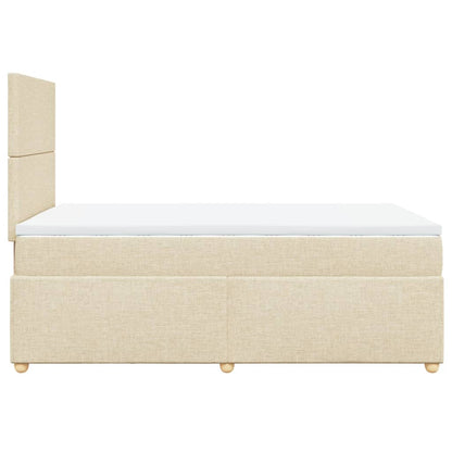 Box Spring Postel S Matrací Krémová 120X190 Cm Textil Tmavě Hnědá
