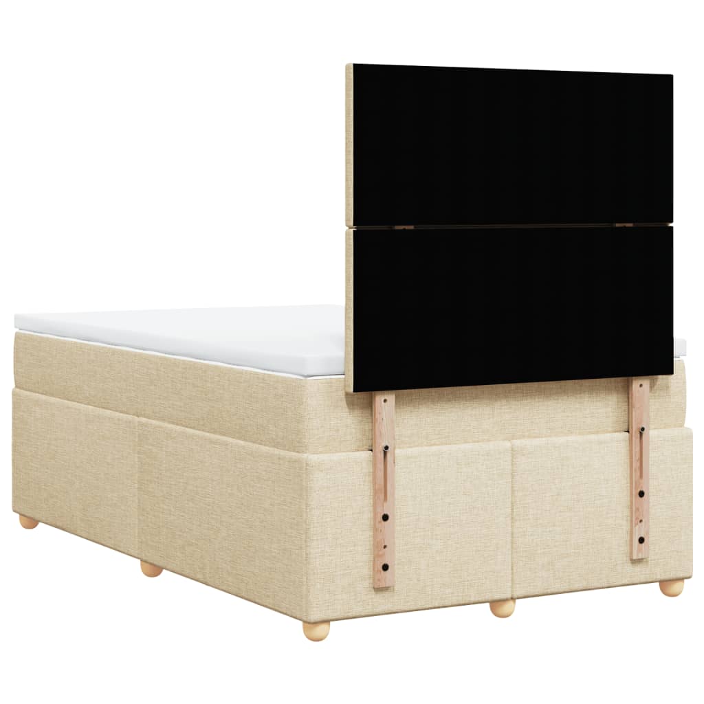 Box Spring Postel S Matrací Krémová 120X190 Cm Textil Tmavě Hnědá