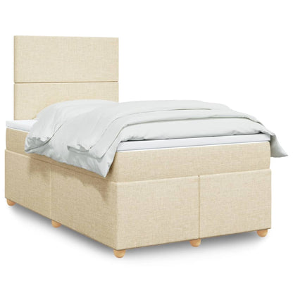 Box Spring Postel S Matrací Textil Krémová