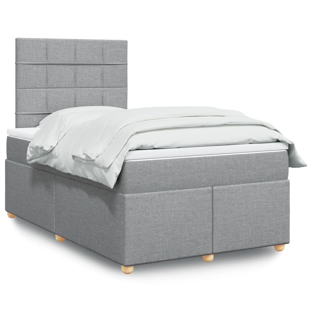 Box Spring Postel S Matrací Textil Světle Šedá