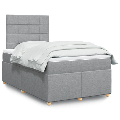 Box Spring Postel S Matrací Textil Světle Šedá