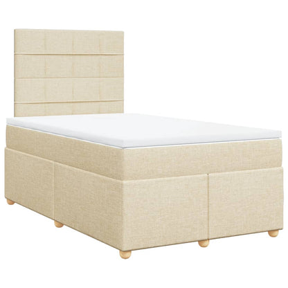 Box Spring Postel S Matrací Krémová 120X190 Cm Textil Modrá
