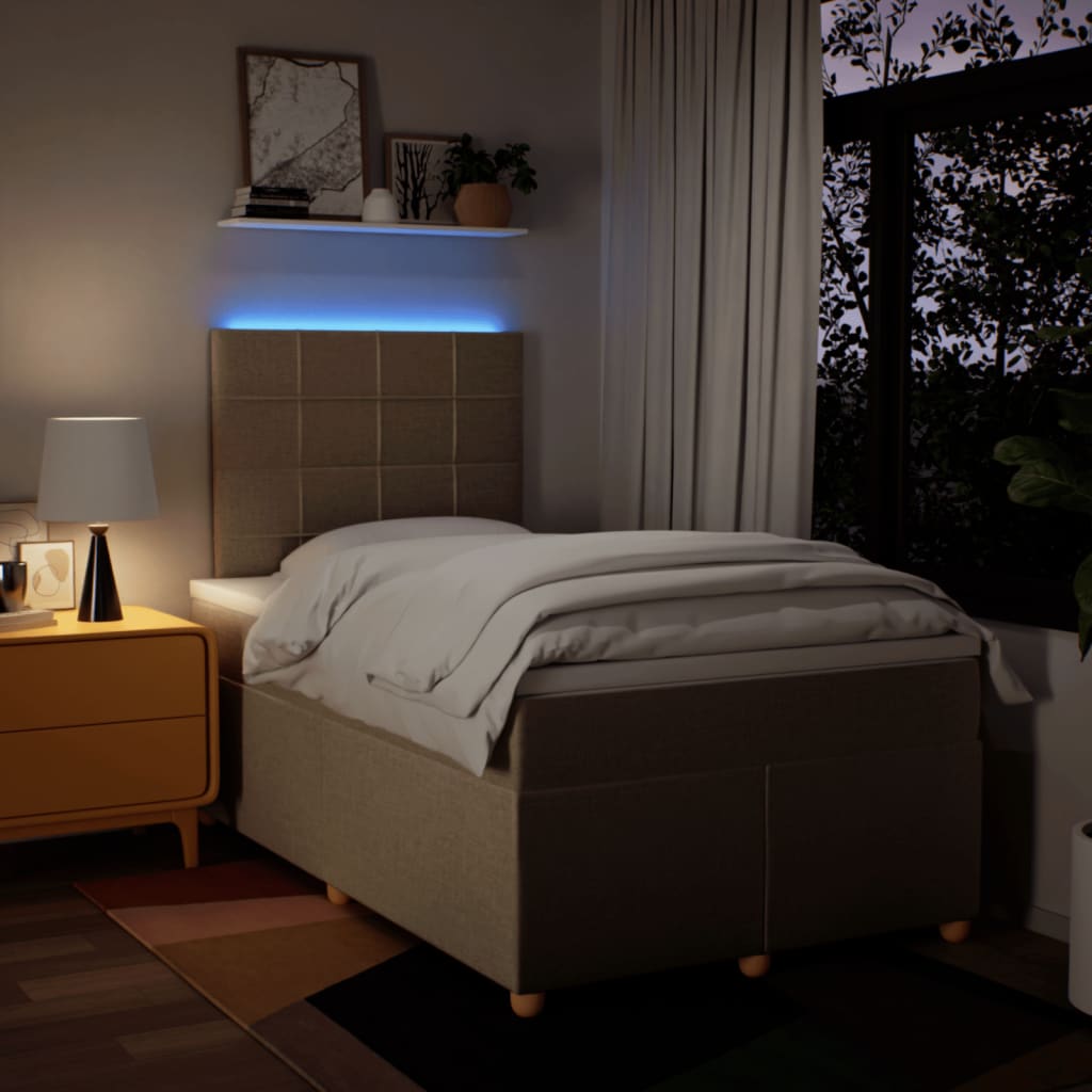 Box Spring Postel S Matrací Krémová 120X190 Cm Textil Modrá