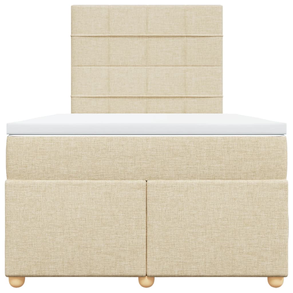 Box Spring Postel S Matrací Krémová 120X190 Cm Textil Modrá