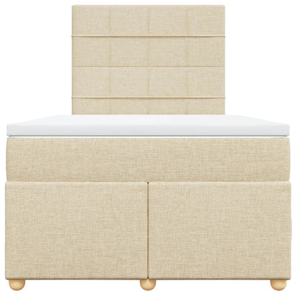 Box Spring Postel S Matrací Krémová 120X190 Cm Textil Modrá