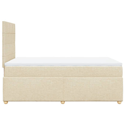 Box Spring Postel S Matrací Krémová 120X190 Cm Textil Modrá