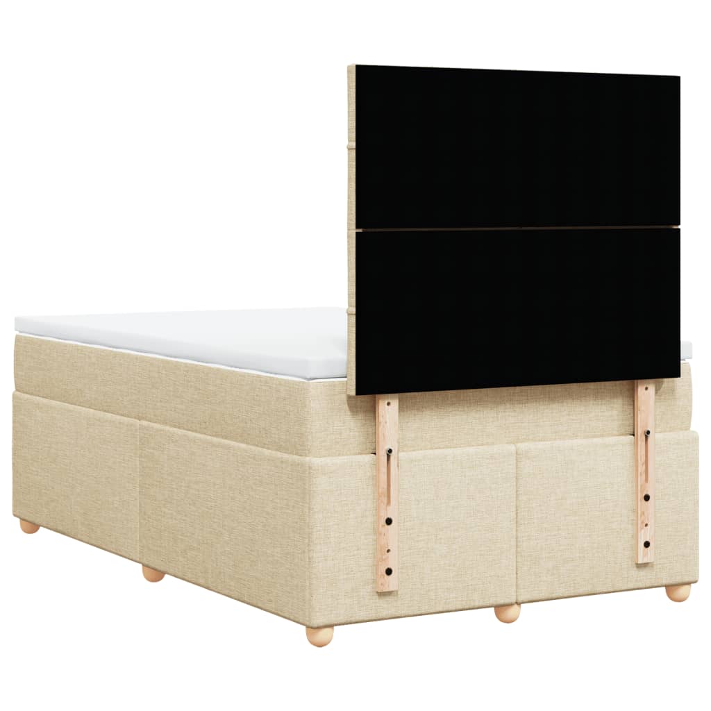 Box Spring Postel S Matrací Krémová 120X190 Cm Textil Modrá