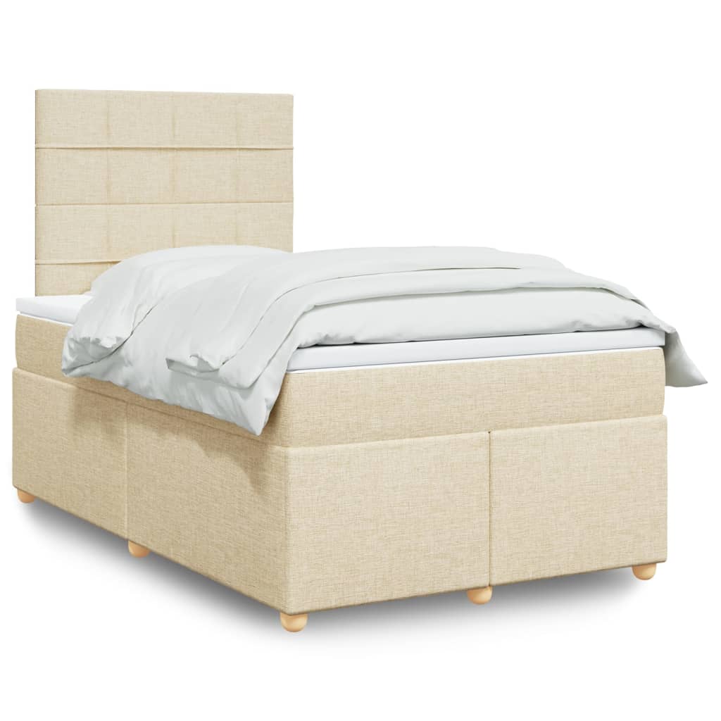 Box Spring Postel S Matrací Textil Krémová