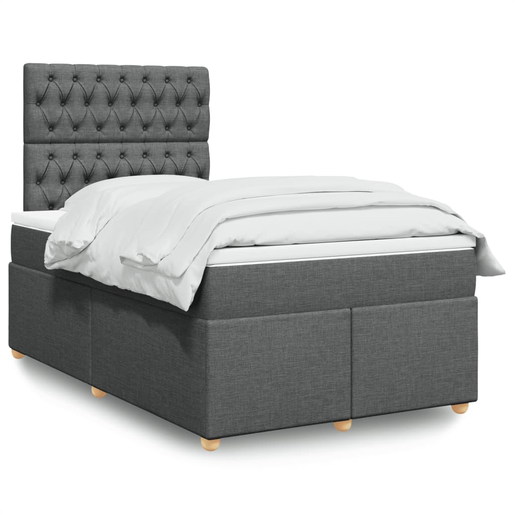 Box Spring Postel S Matrací Textil Tmavě Šedá