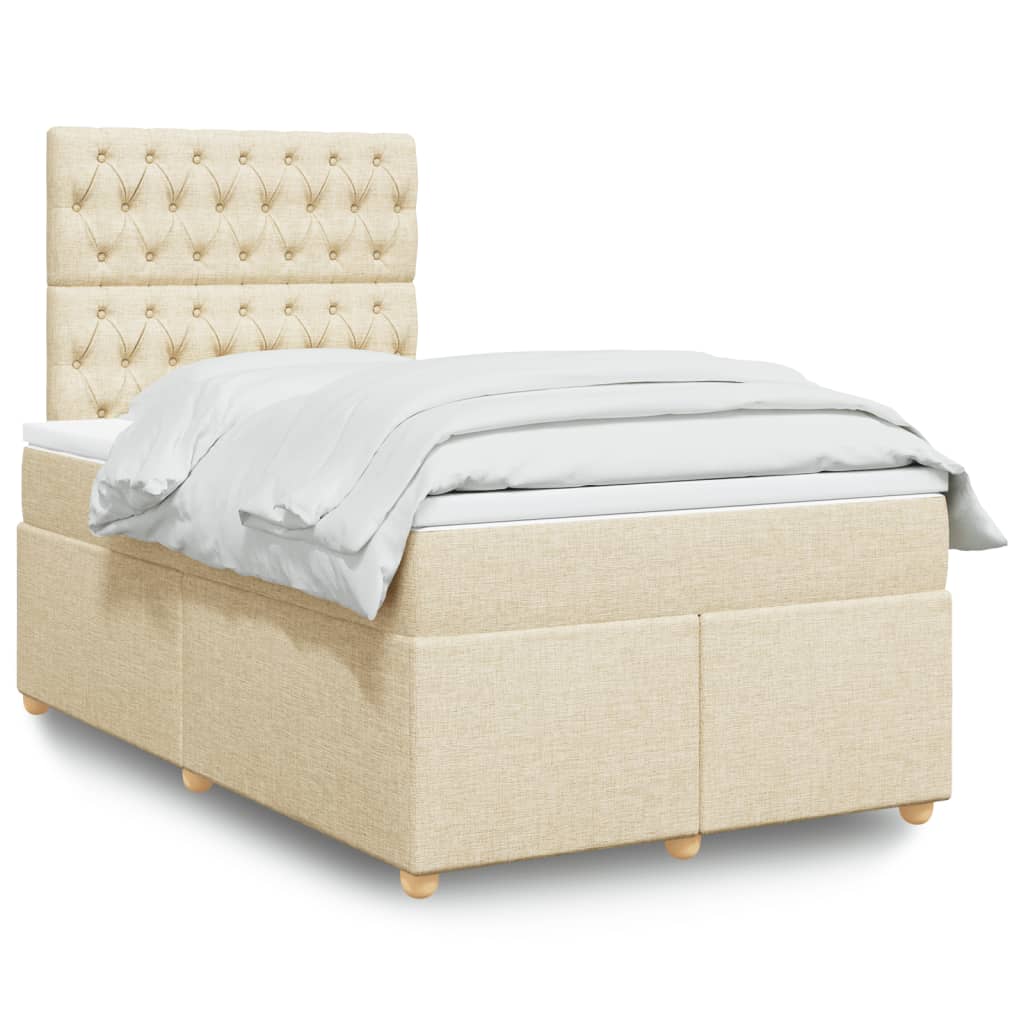 Box Spring Postel S Matrací Textil Krémová