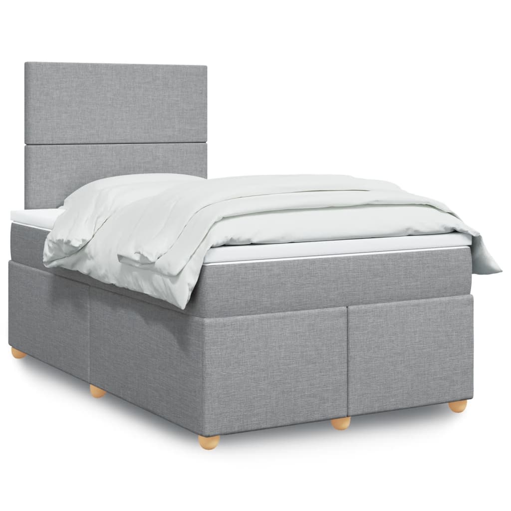 Box Spring Postel S Matrací Textil Světle Šedá