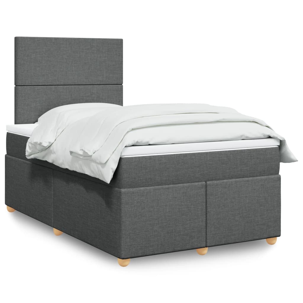 Box Spring Postel S Matrací Textil Tmavě Šedá