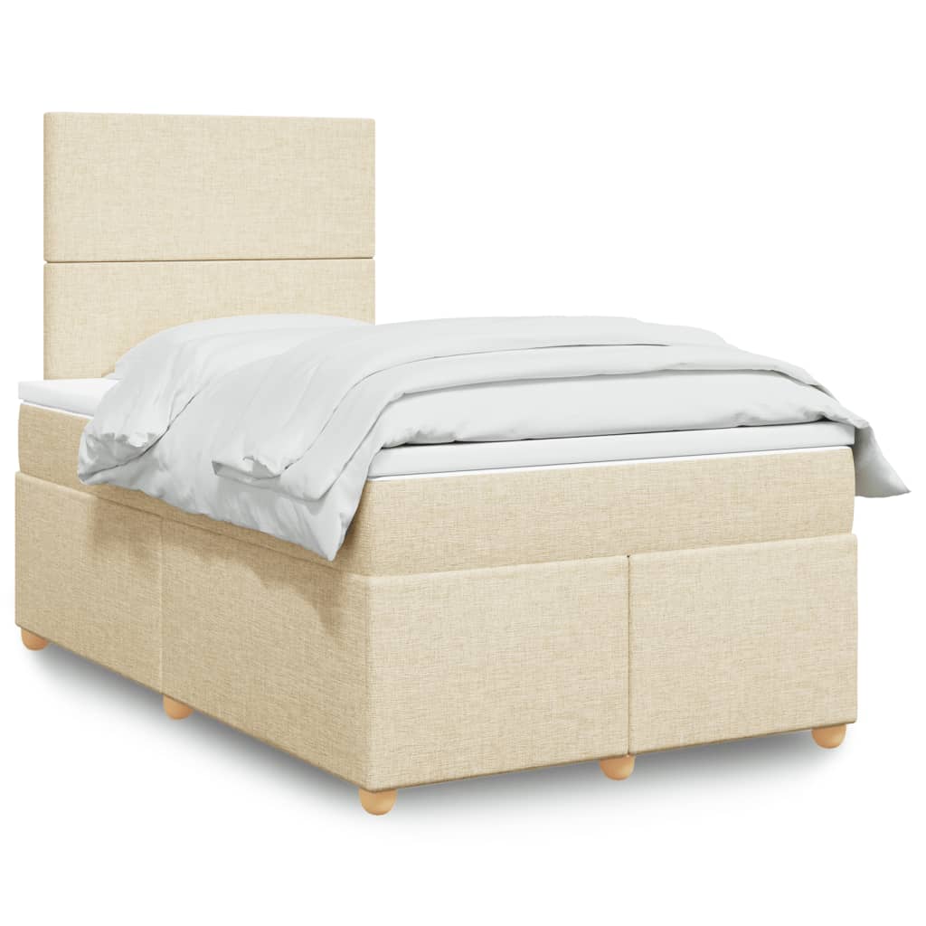 Box Spring Postel S Matrací Textil Krémová