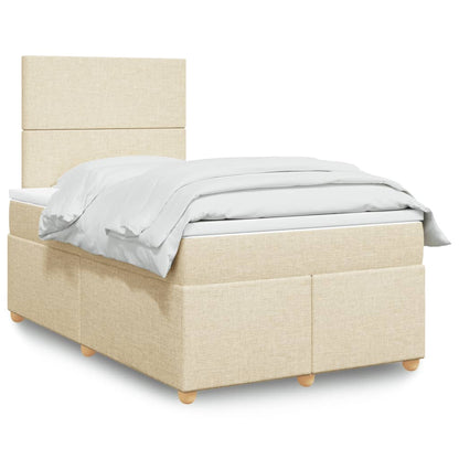 Box Spring Postel S Matrací Textil Krémová