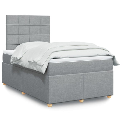 Box Spring Postel S Matrací Textil Světle Šedá