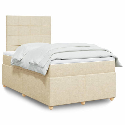 Box Spring Postel S Matrací Textil Krémová