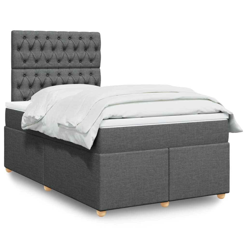 Box Spring Postel S Matrací Textil Tmavě Šedá