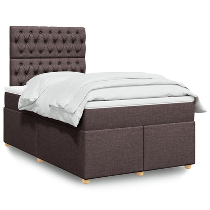 Box Spring Postel S Matrací Textil Tmavě Hnědá