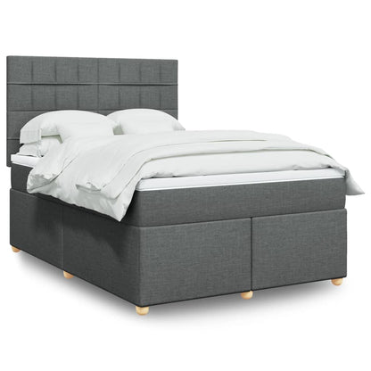 Box Spring Postel S Matrací Textil Tmavě Šedá
