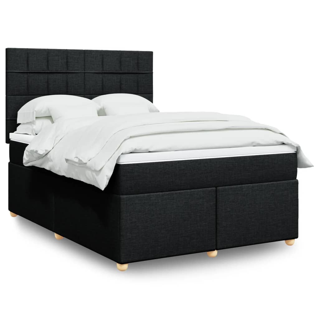 Box Spring Postel S Matrací Černá Textil Černá